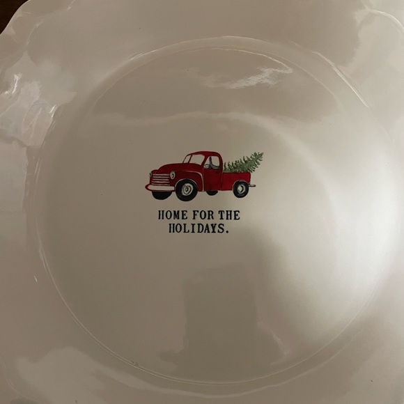 Rae Dunn Holiday Pie Plate ~ Home For The Holidays ~ Red Truck with Tree - Picture 2 of 4